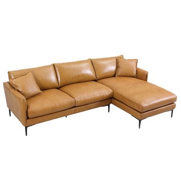 Chaiselong sofa højrevendt model Bergen - farve Como Tan Brown